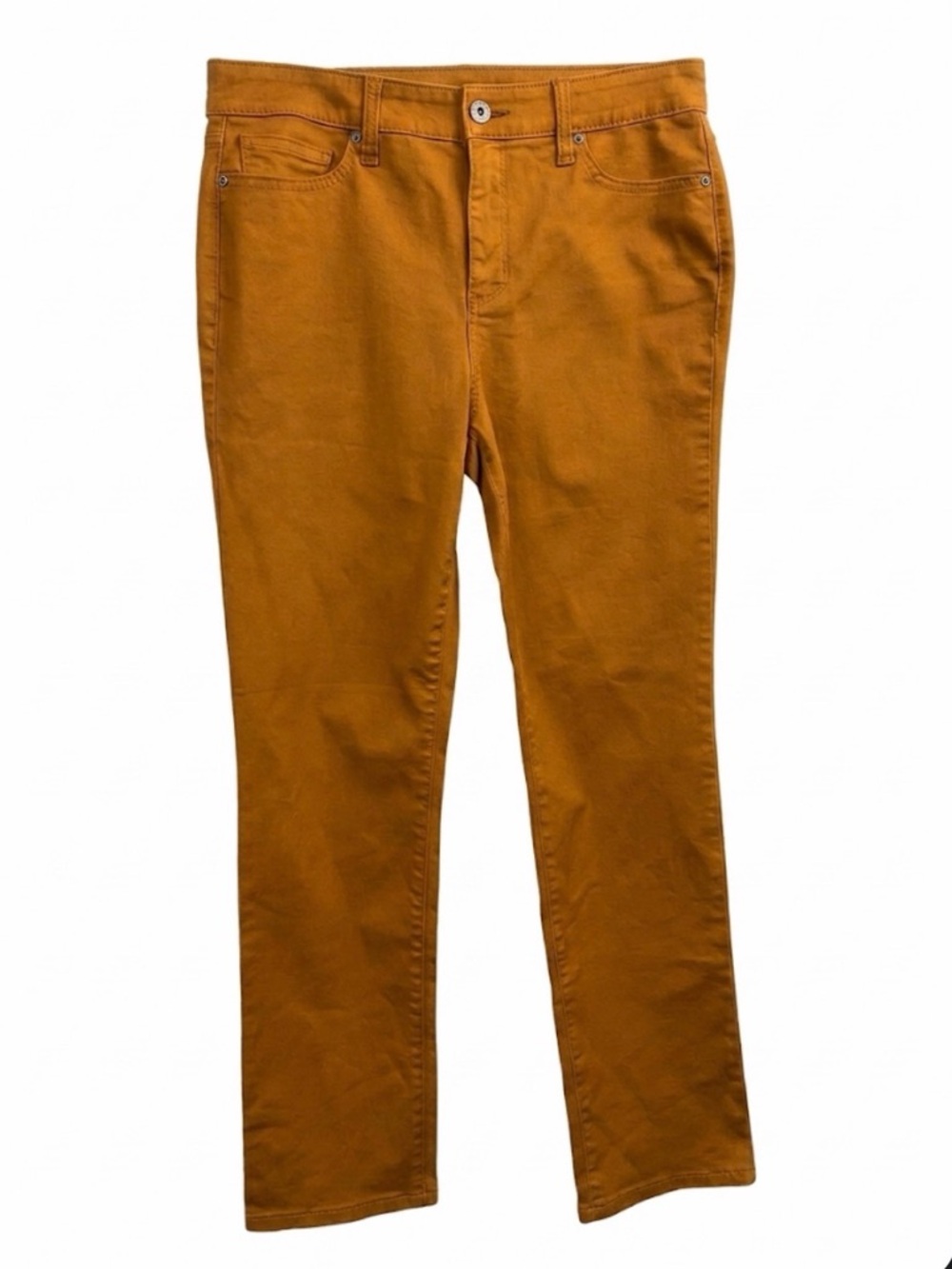 NWOT St. John's Bay Straight Leg Jeans Size 16 Sudan Brown Mustard Yellow